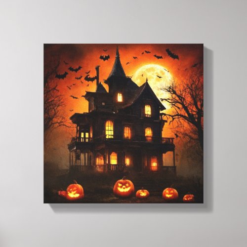 Moonlit Halloween Haunts Canvas Print