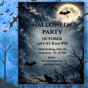 Moonlit Halloween Night Party Invitation