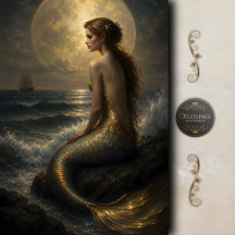 Moonlit Harbor Mermaid Decoupage