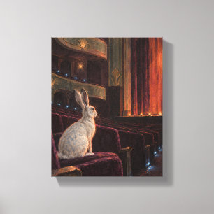 Moonlit Hare at the Velvet Theater Canvas Print