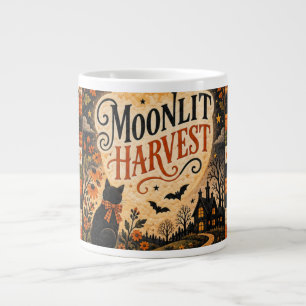 Moonlit Harvest Vintage Halloween Patchwork Giant Coffee Mug