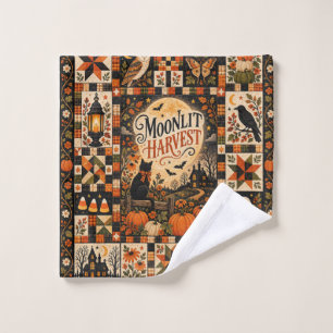 Moonlit Harvest Vintage Halloween Patchwork Wash Cloth