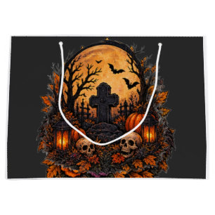 Moonlit Haunted Graveyard Gothic Halloween Cemeter Large Gift Bag