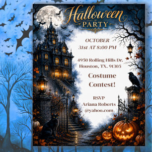 Moonlit Haunted Halloween Party Invitation