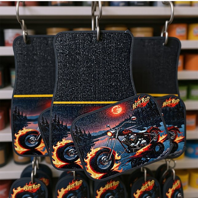 Moonlit Highway and Classic Hot Rod Car Floor Mat (Creator Uploaded)