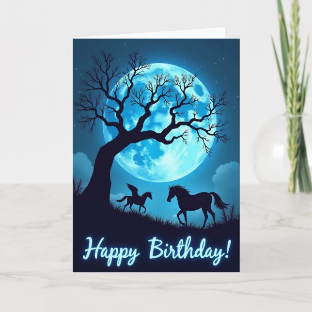 Moonlit Horse Birthday Card (Front)