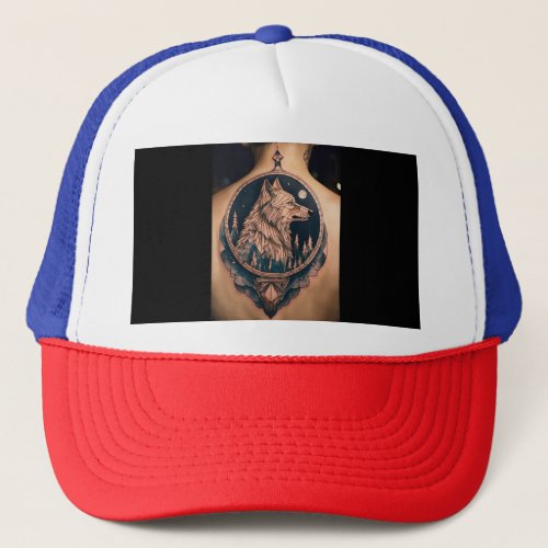 Moonlit Howl Geometric Wolf Hat Trucker Hat
