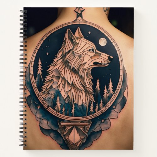 Moonlit Howl Geometric Wolf Notebook Notebook