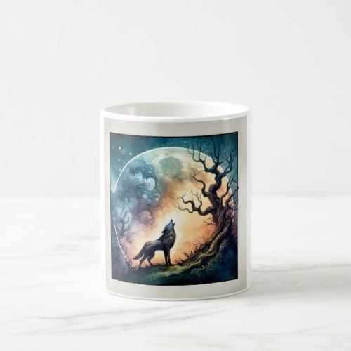 Moonlit Howl _ Watercolor Coffee Mug