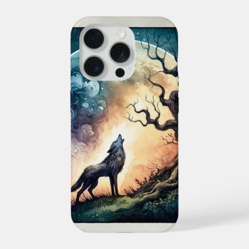 Moonlit Howl _ Watercolor iPhone 15 Pro Case