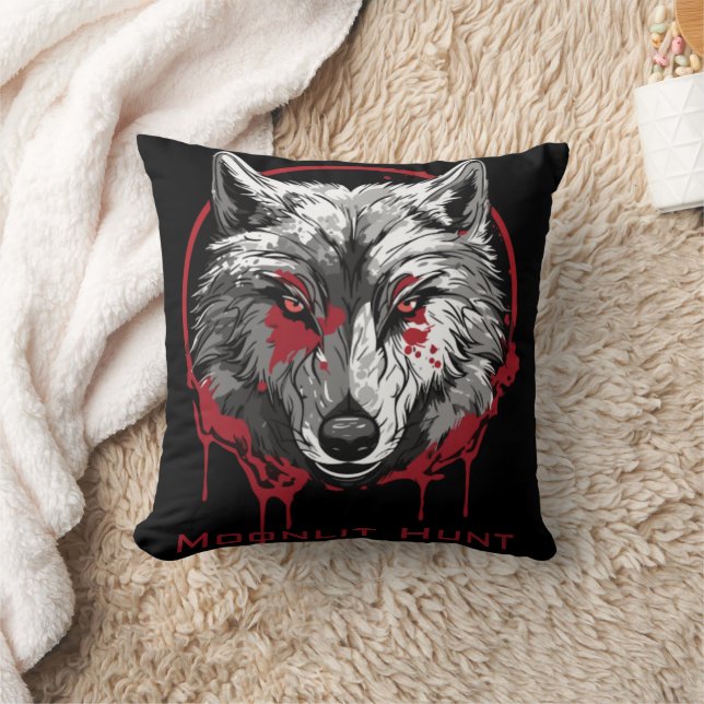 Moonlit Hunt Throw Pillow (Blanket)