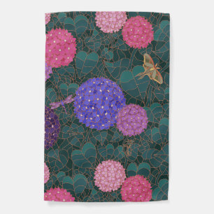 Moonlit Hydrangea Garden Luna Moth Bronze Flag