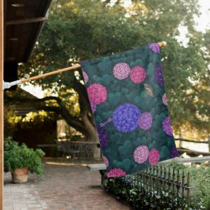 Moonlit Hydrangea Garden Luna Moth Pewter Flag