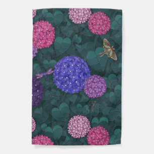 Moonlit Hydrangea Garden Luna Moth Pewter Flag
