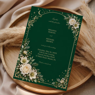 Moonlit Ivory Gardens In Emerald Invitation