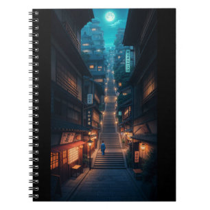 Moonlit Japanese Street Notebook