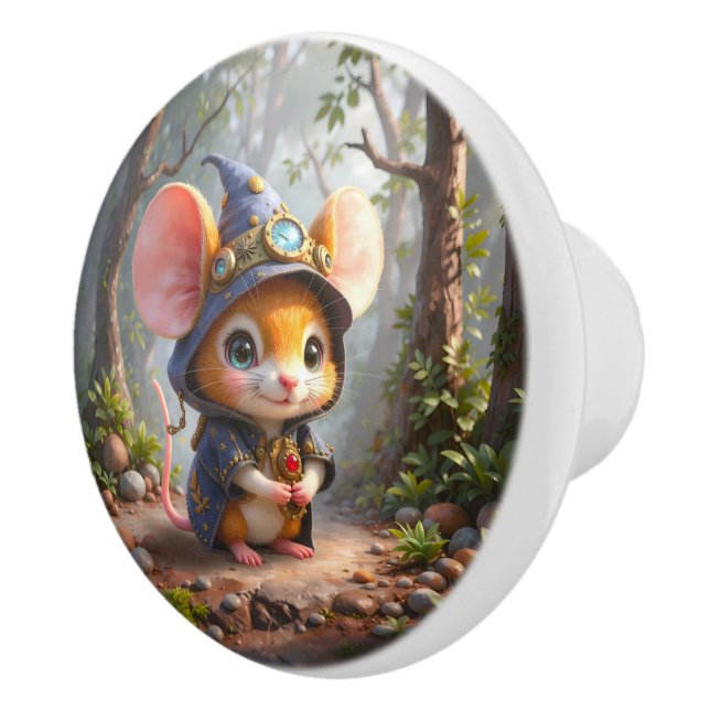 Moonlit Keeper of Tiny Wonders.  Ceramic Knob (Right)