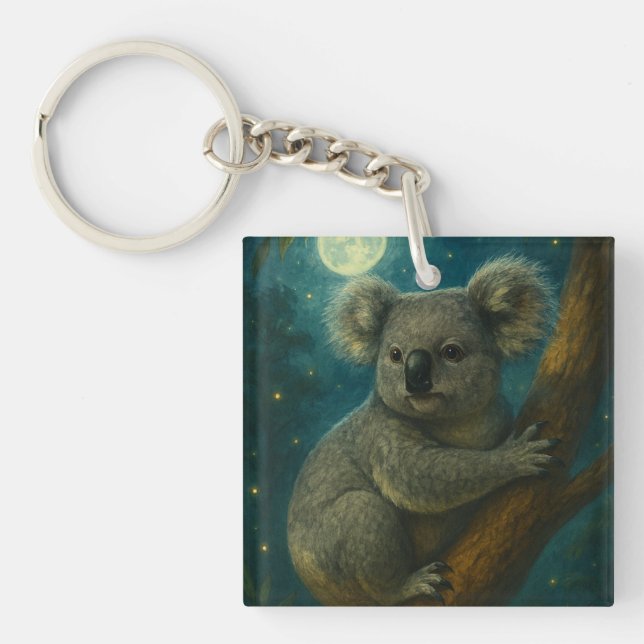 Moonlit Koala Perch Keychain (Front)