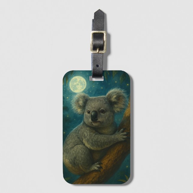 Moonlit Koala Perch Luggage Tag (Front Vertical)