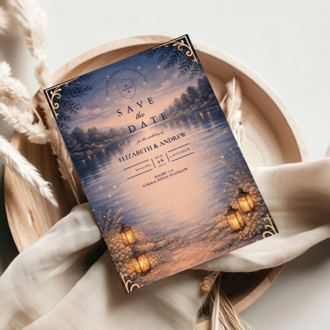 Moonlit Lake Forest Romance Wedding Save The Date (Creator Uploaded)