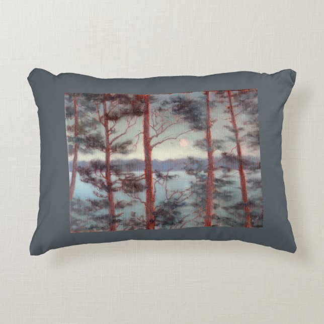 Moonlit Lake Throw Pillow (Front)