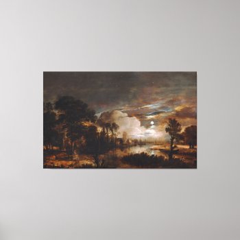 Moonlit Landscape By Aert Van Der Neer (1647) Canvas Print by TheArts at Zazzle