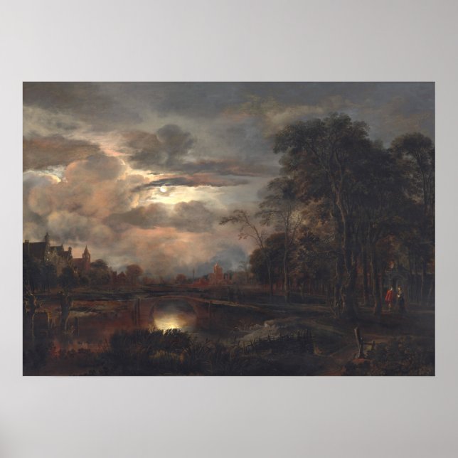 Moonlit Landscape - van der Neer Fine Art Poster (Front)