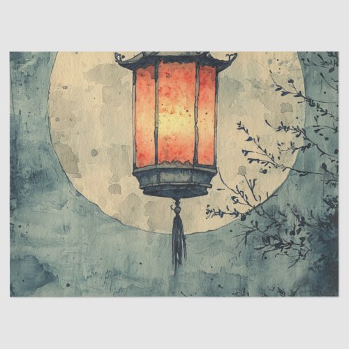 Moonlit Lantern Sumi-E Watercolor (1) Tissue Paper
