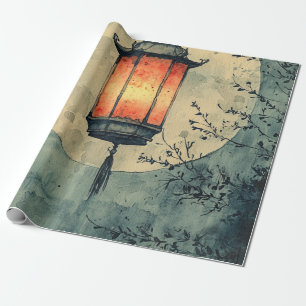 Moonlit Lantern Sumi-E Watercolor (1) Wrapping Paper