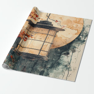 Moonlit Lantern Sumi-E Watercolor (2) Wrapping Paper