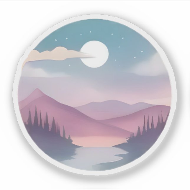 Moonlit Lavender Hills Sticker (Front)