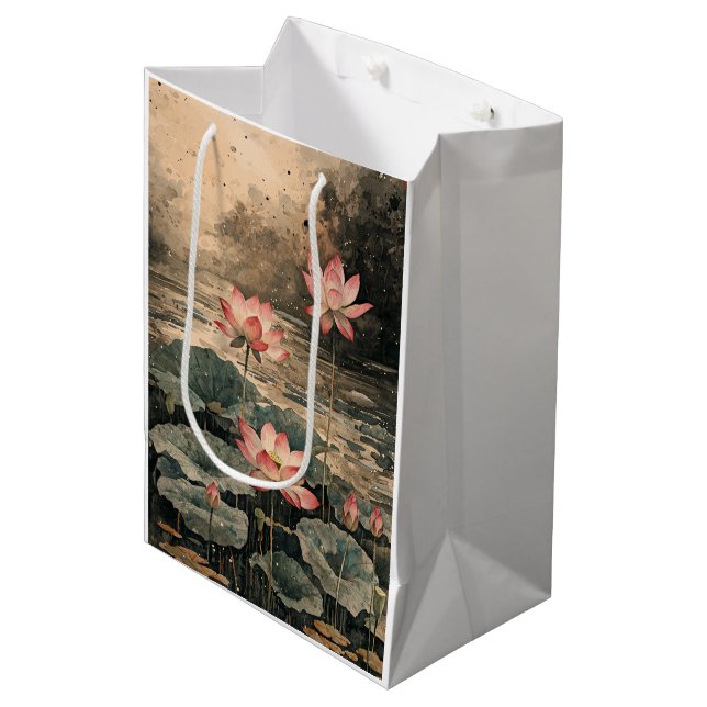 Moonlit Lotus Lake (3) Medium Gift Bag (Front Angled)