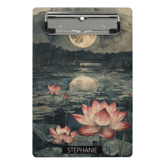 Moonlit Lotus Lake (4) Mini Clipboard (Front)