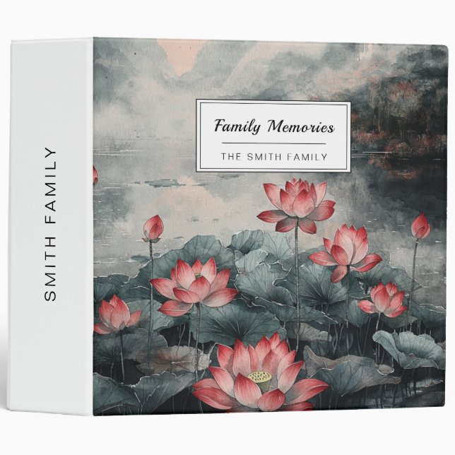 Moonlit Lotus Lake (5) 3 Ring Binder (Front/Spine)