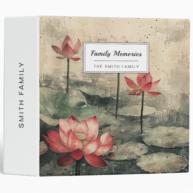 Moonlit Lotus Lake (6) 3 Ring Binder (Front/Spine)