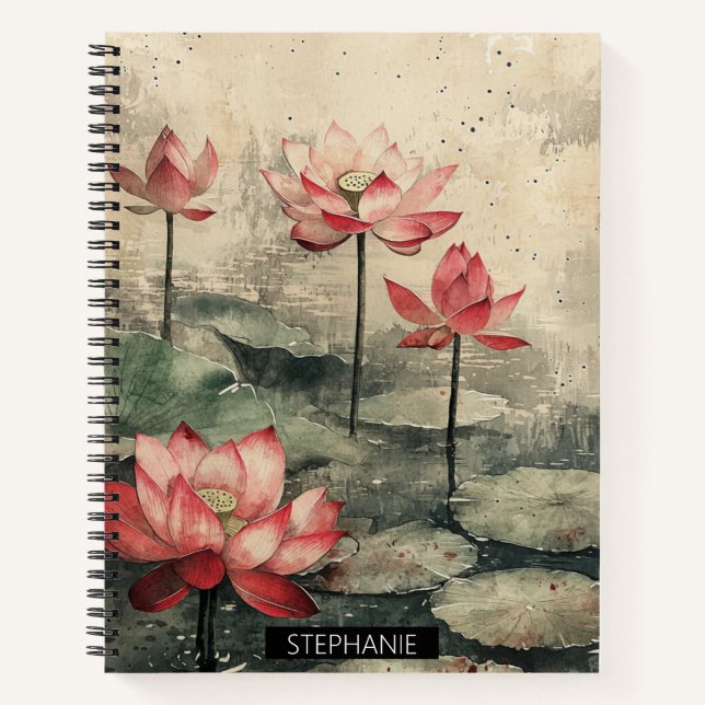 Moonlit Lotus Lake (6) Notebook (Front)