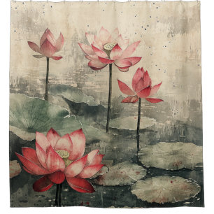 Moonlit Lotus Lake (6) Shower Curtain