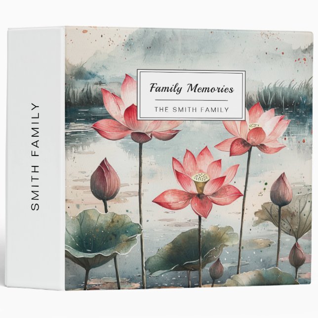 Moonlit Lotus Lake (7) 3 Ring Binder (Front/Spine)