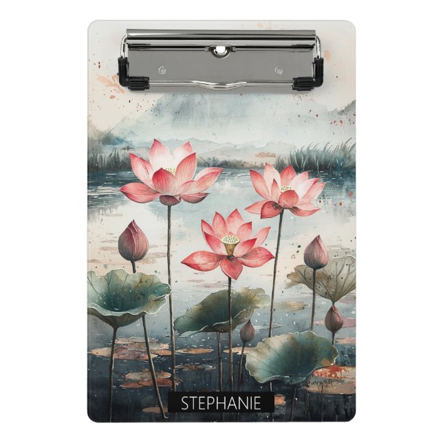 Moonlit Lotus Lake (7) Mini Clipboard (Front)