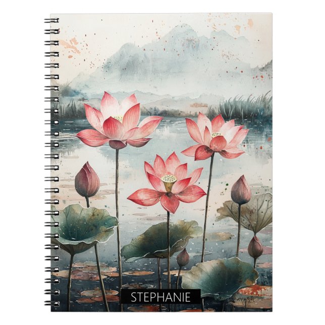 Moonlit Lotus Lake (7) Notebook (Front)