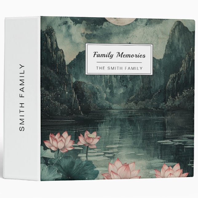 Moonlit Lotus Lake (8) 3 Ring Binder (Front/Spine)