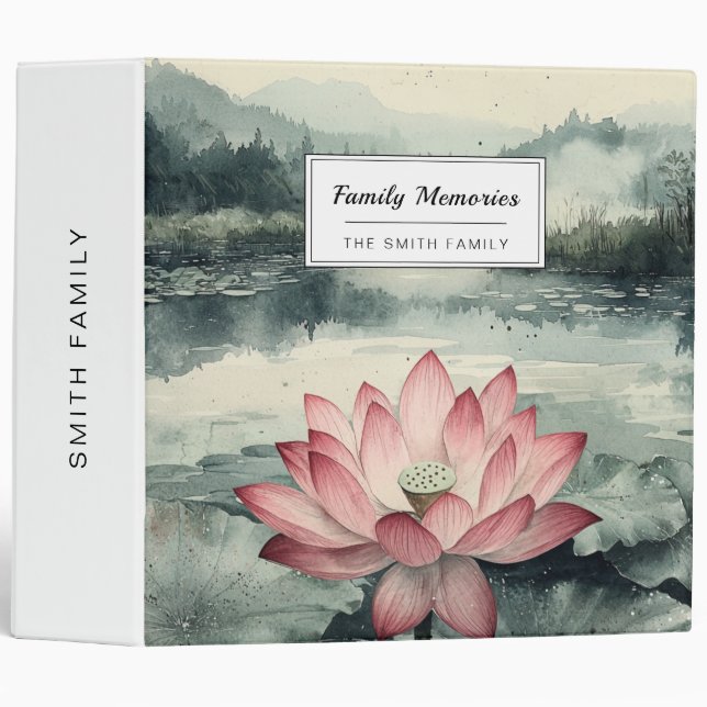 Moonlit Lotus Lake (9) 3 Ring Binder (Front/Spine)