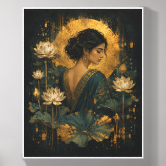 Moonlit Lotus Serenity Canvas Photo Tile