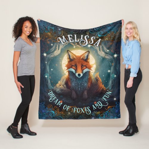 Moonlit Magical Fox Personalised Storybook Fox Fleece Blanket