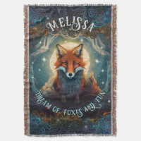 Moonlit Magical Fox Personalised Storybook Fox Throw Blanket