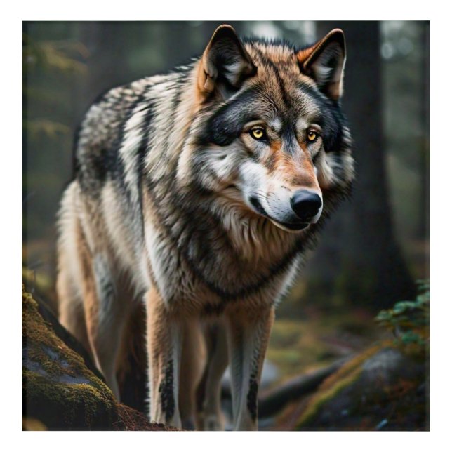 Moonlit Majesty: A Wolf's Wild Splendor Acrylic Print (Front)