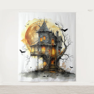 Moonlit Manor Halloween Tapestry