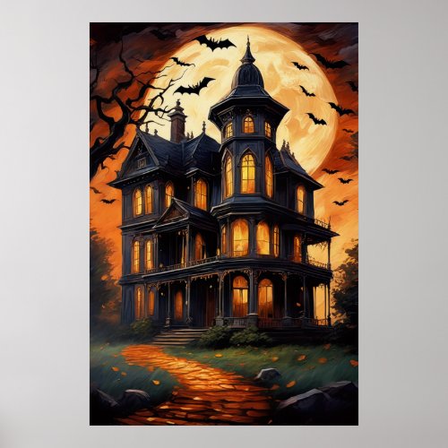 Moonlit Manor Spooky Vibes Poster