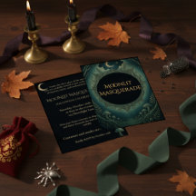 Moonlit Masquerade Elegant Halloween Invitation