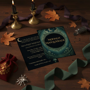 Moonlit Masquerade Elegant Halloween Invitation